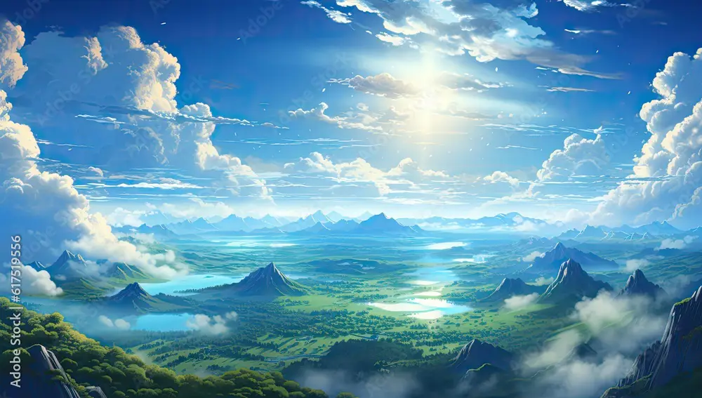 Pemandangan fantasi dari film anime