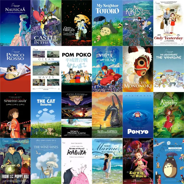 Rekomendasi Film Anime Studio Ghibli Gambar poster film-film Studio Ghibli