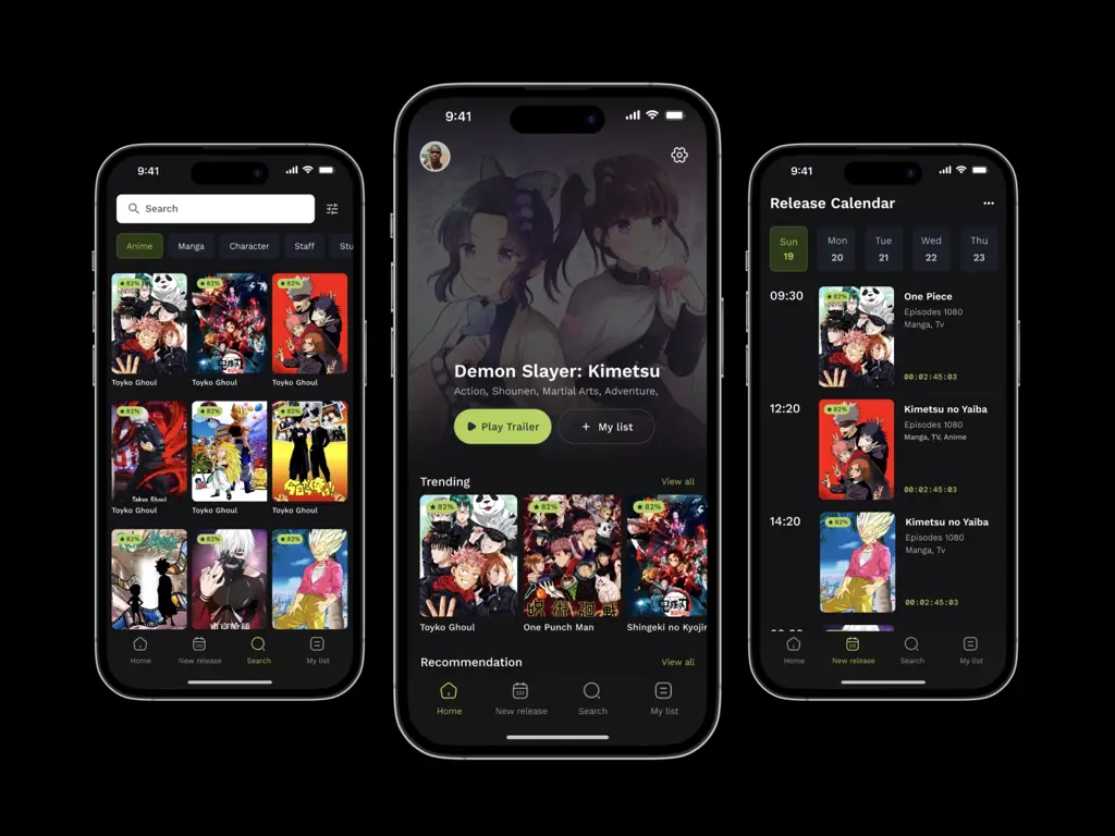 Contoh antarmuka situs streaming anime movie yang bagus