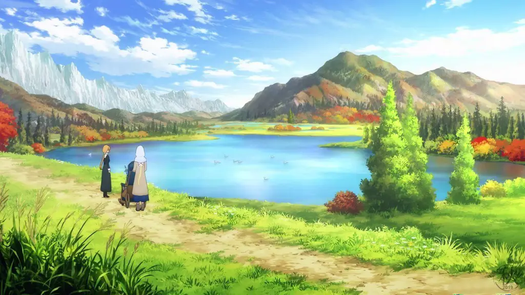 Latar belakang yang memukau Pemandangan indah dalam anime movie